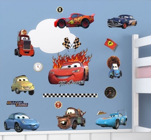 Наклейки на стены для детей 3D ТАЧКИ CARS МОЛНИЯ