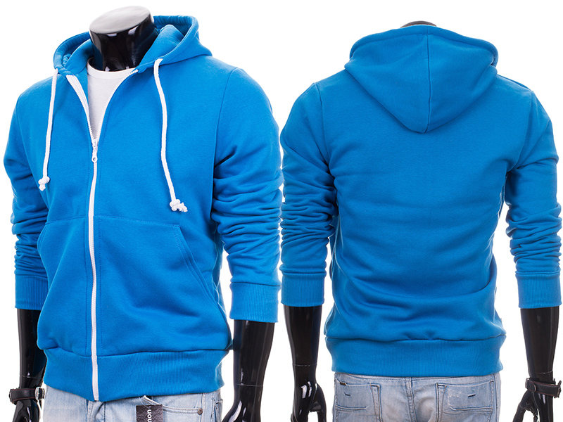 

Niebieska rozpinana bluza męska z kapturem Lamon M