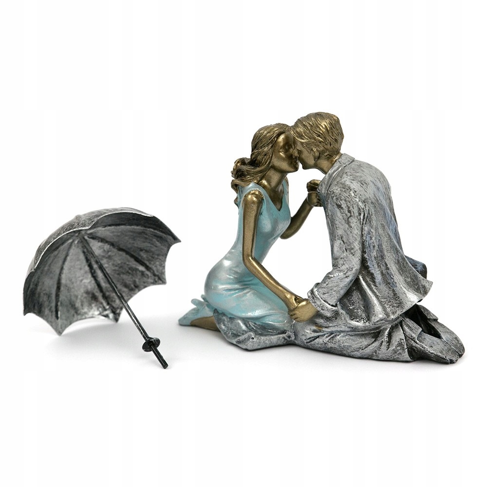 FIGURKA PARA POD Z PARASOLEM SREBRNA ZŁOTA 18x16cm Kod producenta 0504351AP
