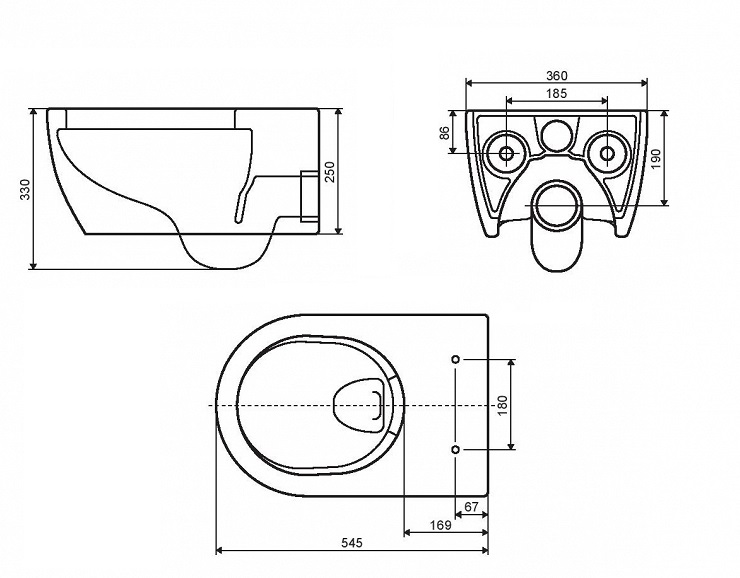EXCELLENT AXEL DOTO PURE RIM WC 54 CM+DESKA SLIM Skład zestawu miska + deska