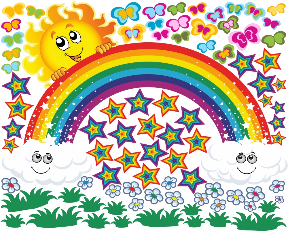 ОГРОМНАЯ РАДУГА - стены стикеры - НАБОР 100cm