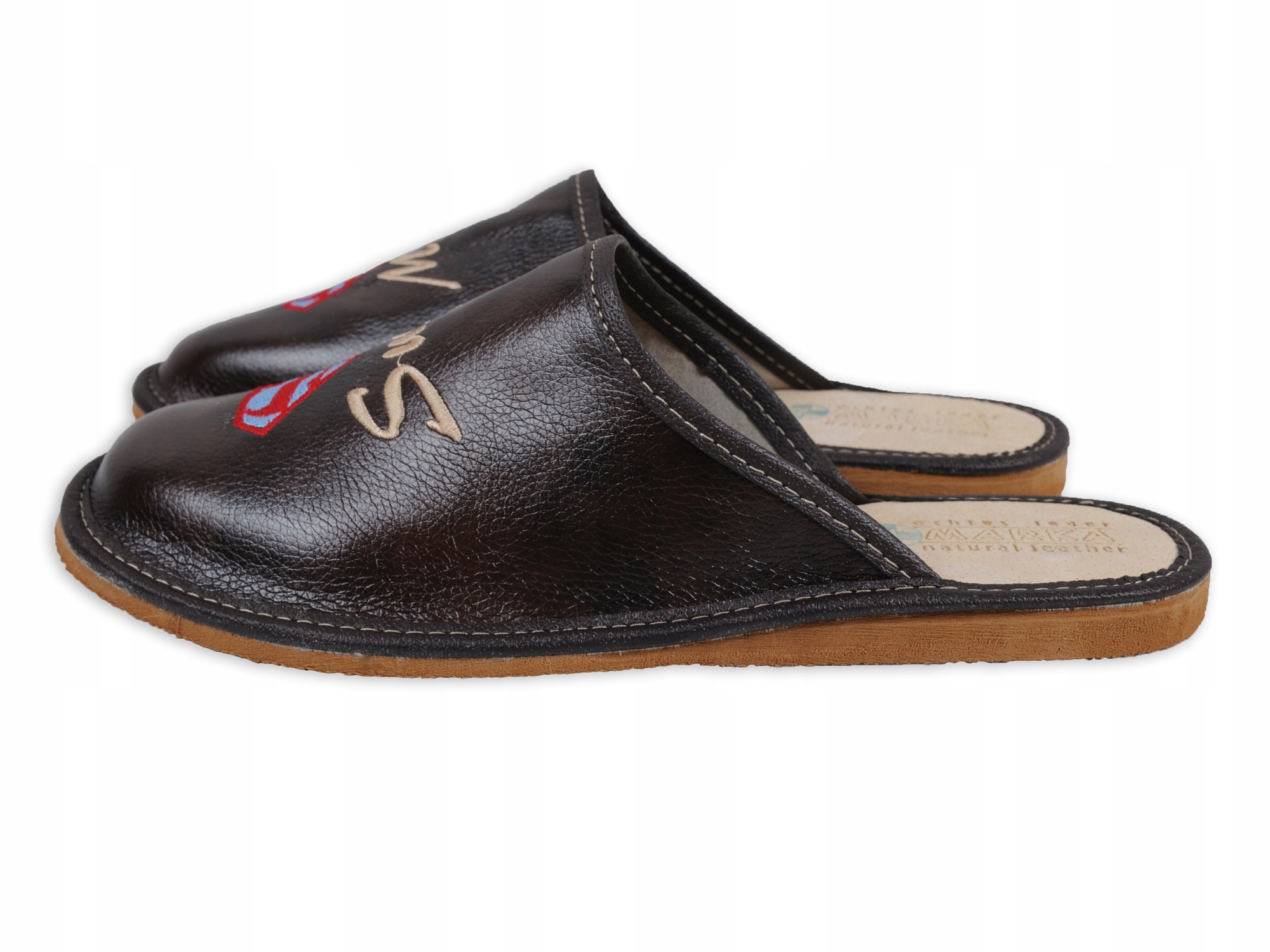 Prezent Skórzane Pantofle Kapcie Super Mąż nr 45 Rozmiar 45