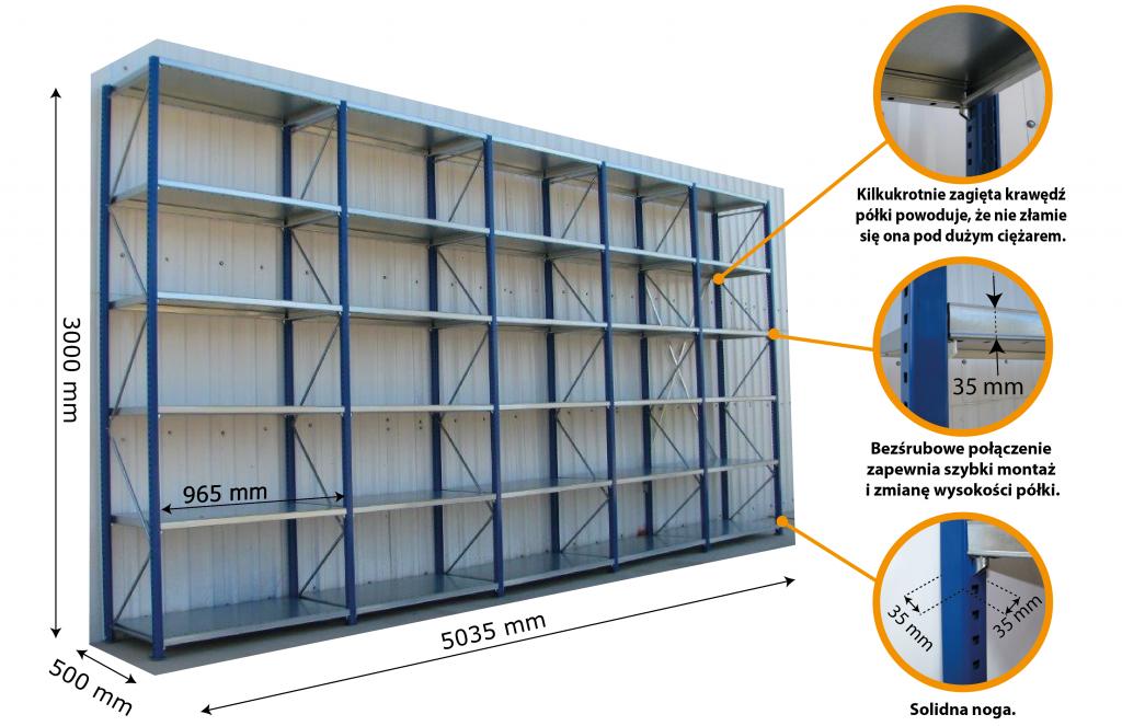 Regal polkowy NOWY M18 Regaly polkowe 30 polek Producent code Regaly polkowe m18