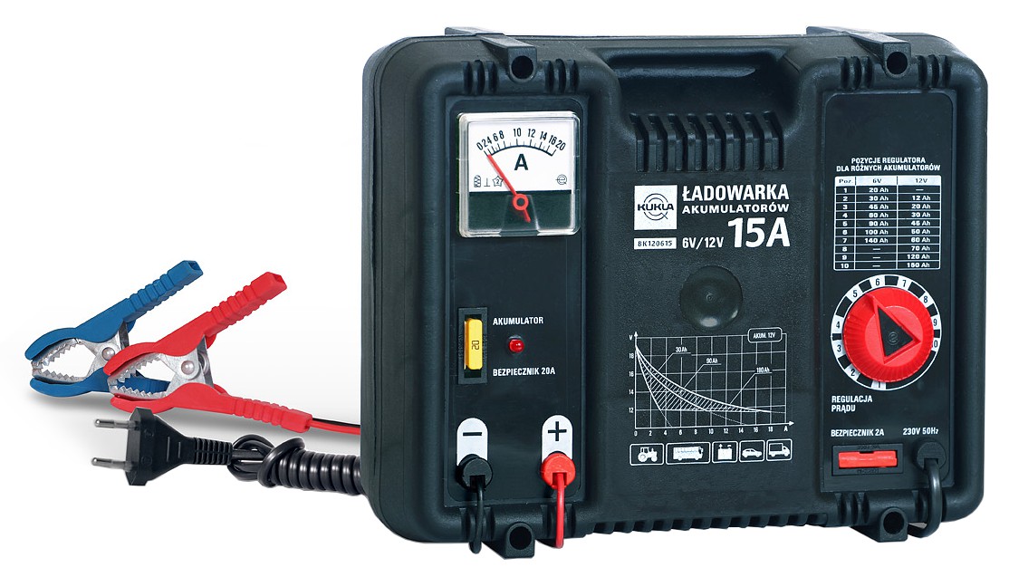 

Prostownik 6V/12V -15A -30-180Ah -płynna Regulacja