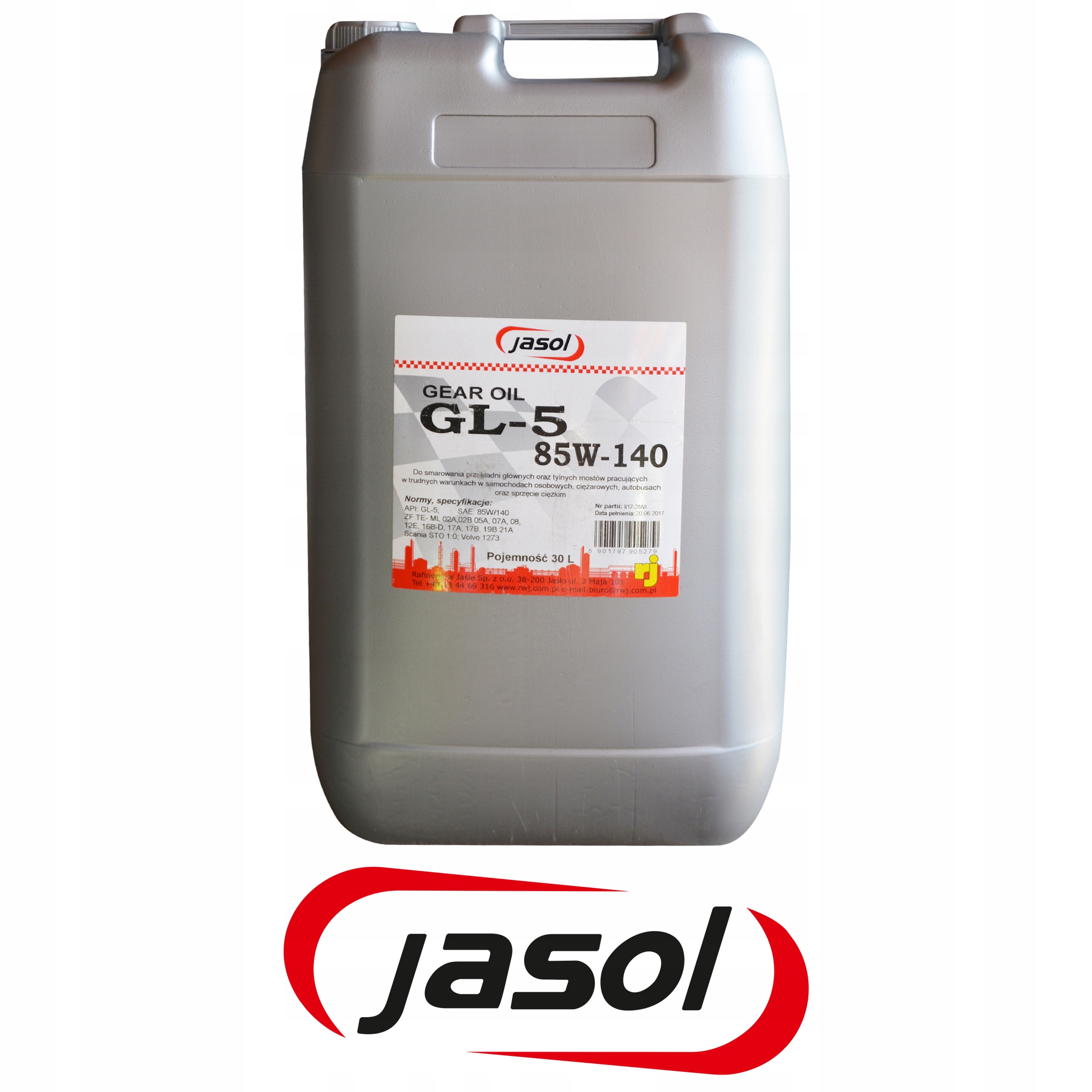 OLEJ PRZEKŁADNIOWY JASOL GL-5 85W140 - - 30 Litrów Producent Jasol