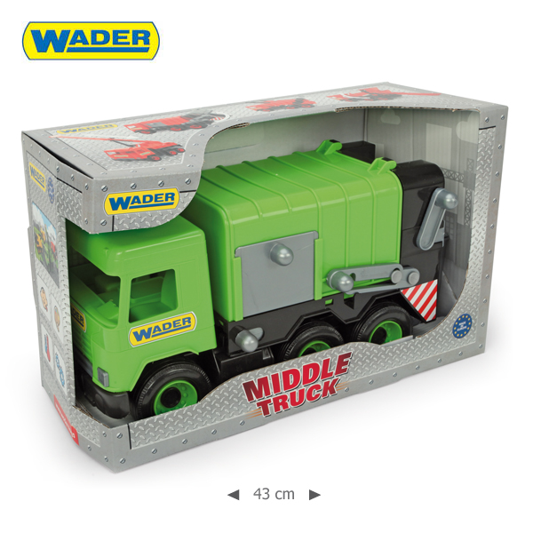 MIDDLE TRUCK ŚMIECIARKA ZIELONA 43 CM WADER 32103 Wiek dziecka 12 m +