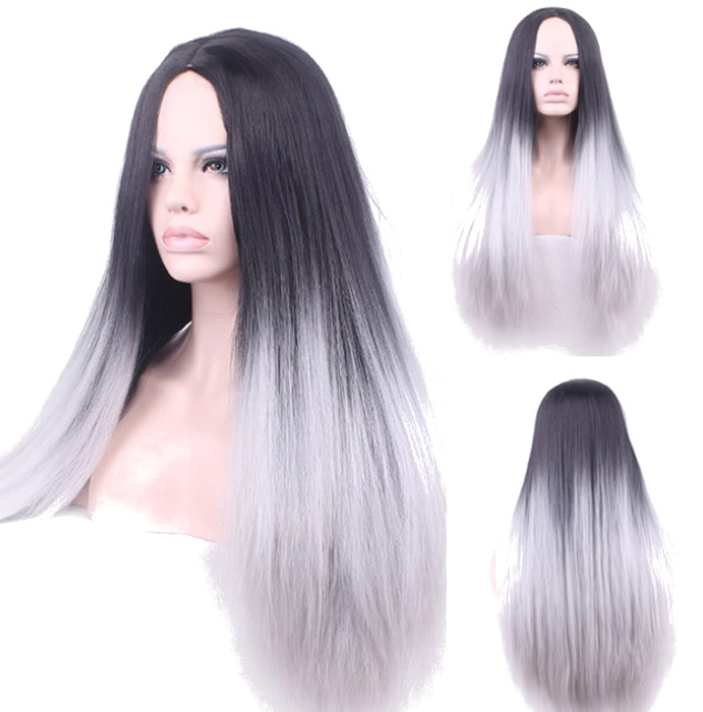 

Peruka Ombre Siwa Czarna Przebranie 70 CM Pl