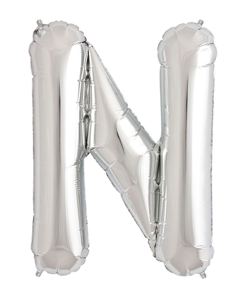 

Srebrny Balon Kształt Litery 40CM Srebrna Litera N