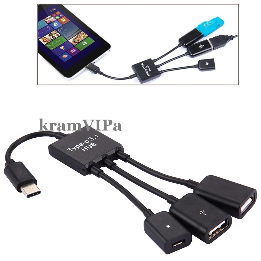 

Hub Otg Usb 3.1 do 2 x Usb zasilanie adapter Otg