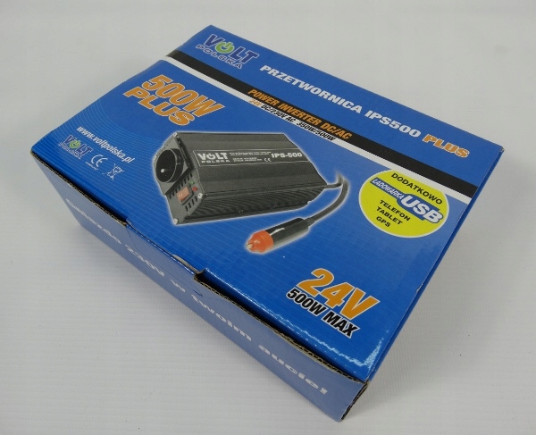 24V 500W PRZETWORNICA SAMOCHODOWA NAPIECIA 230 USB EAN 5903111886035