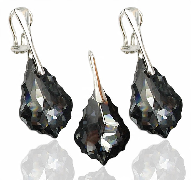 

Swarovski Klipsy I Wisiorek Silver Night - Komplet