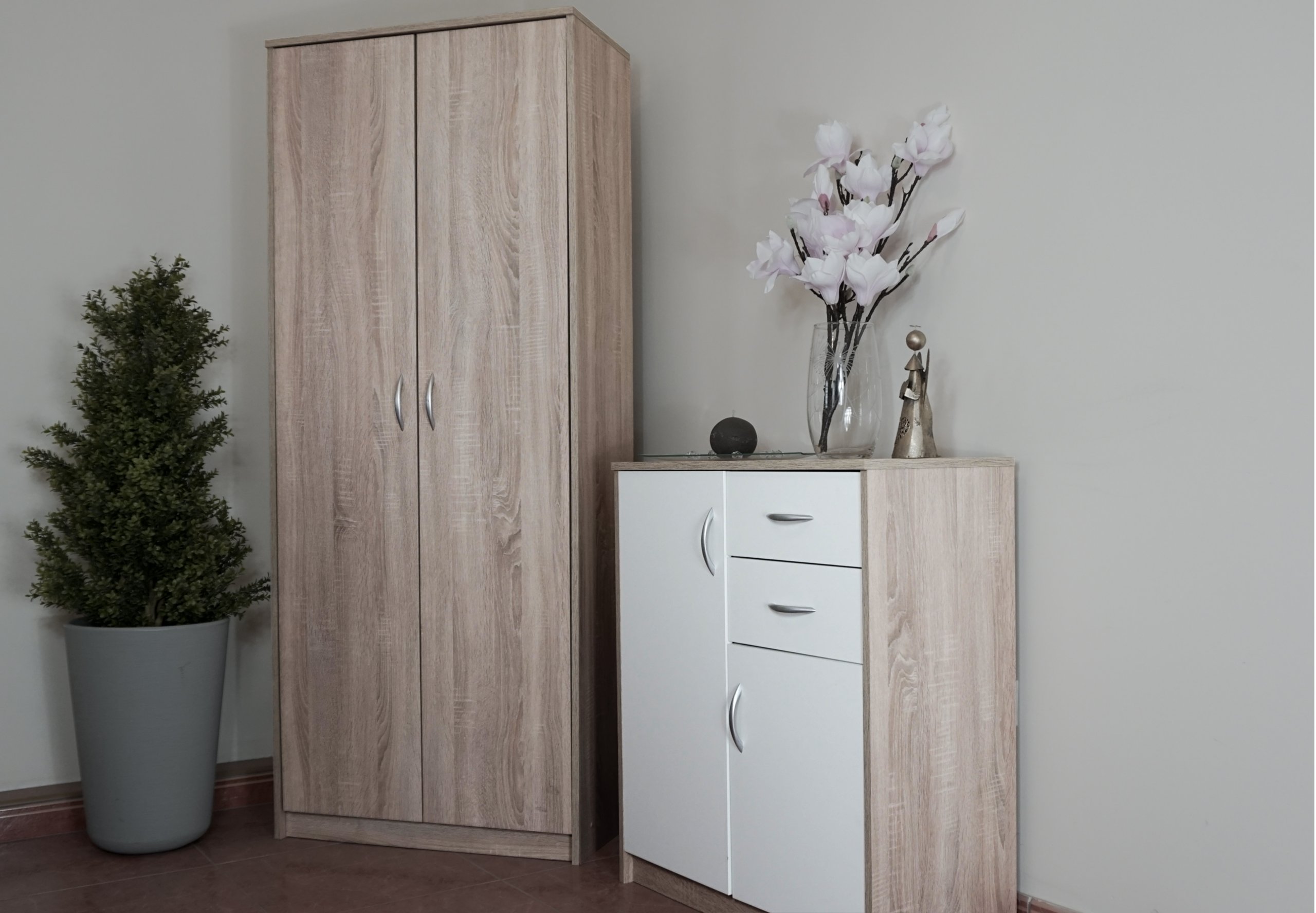 SZAFA DĄB SONOMA REGAŁ PÓŁKI LOREN 180 x 74 x 35 CM Kolekcja regał zamknięty szafa,biuro