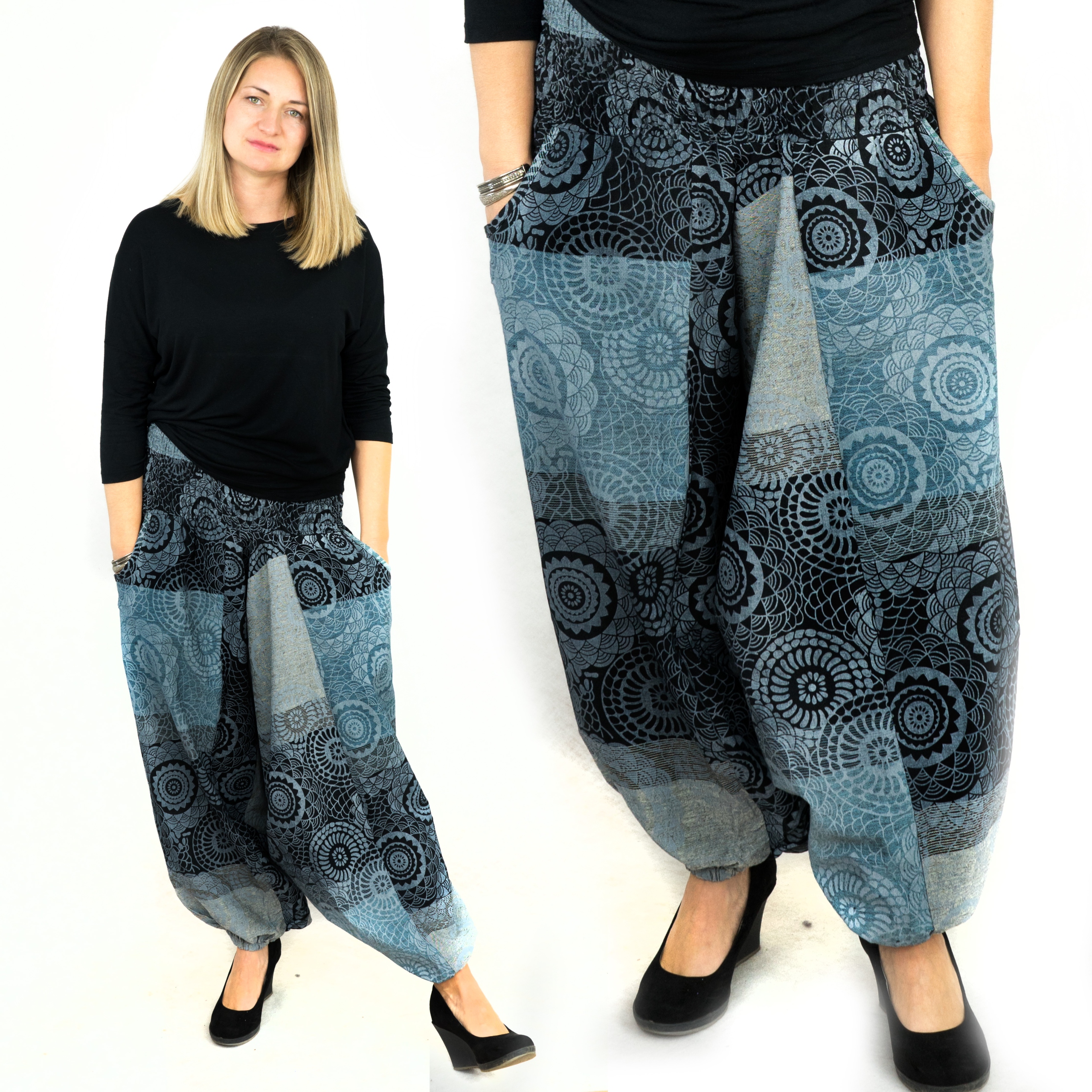 

Indie / szarawary / alladynki / 2 w 1 grey pockets