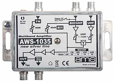 

Wzmacniacz antenowy AWS-1035 do 15 Tv do 3 anten