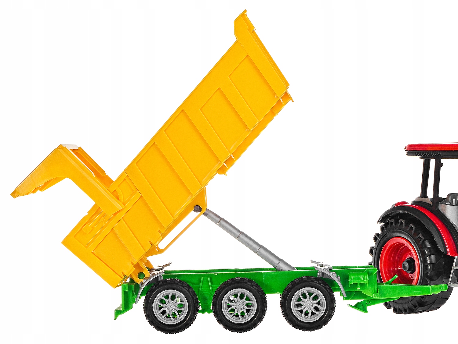 _TRAKTOR Z NAPĘDEM I RUCHOMĄ MASZYNĄ WYWROTKA Model TRAKTOR WYWROTKA ŻÓŁTA