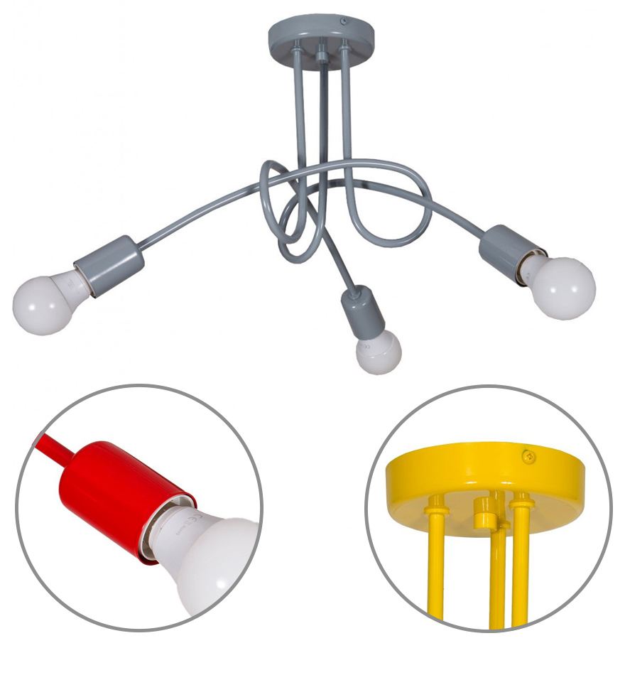 LAMPA SUFITOWA ŻYRANDOL WISZĄCA EDISON 9 KOLORÓW Zasilanie sieciowe