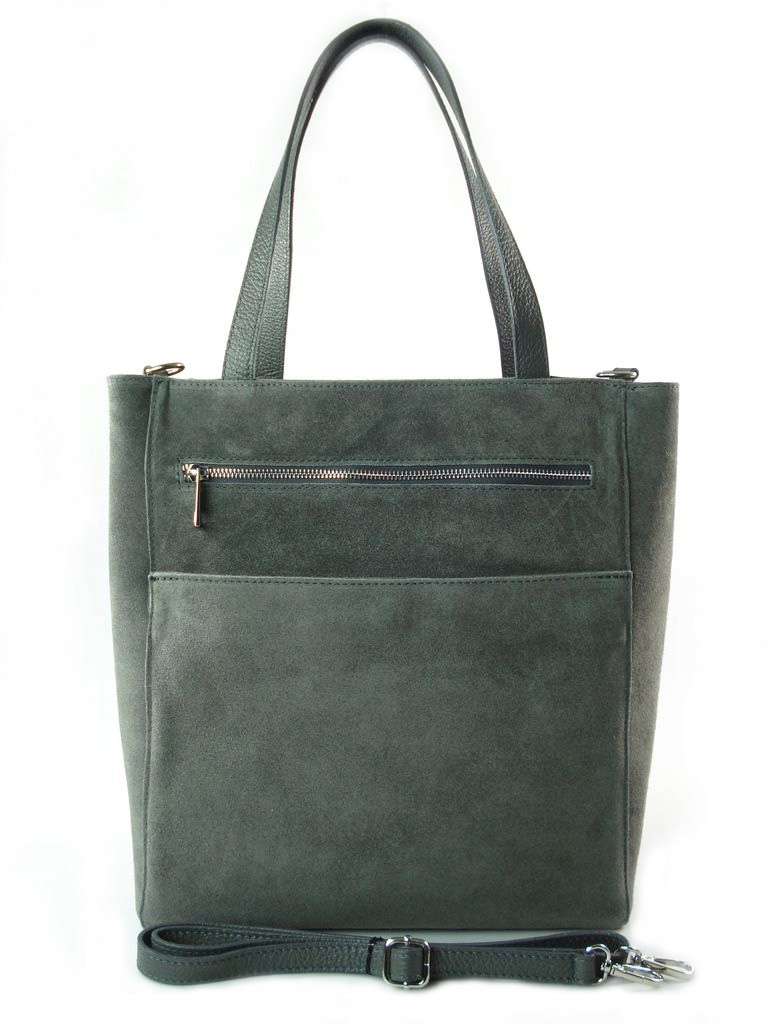 

Vera Pelle Duża Włoska Torba Shopper Bag Szara