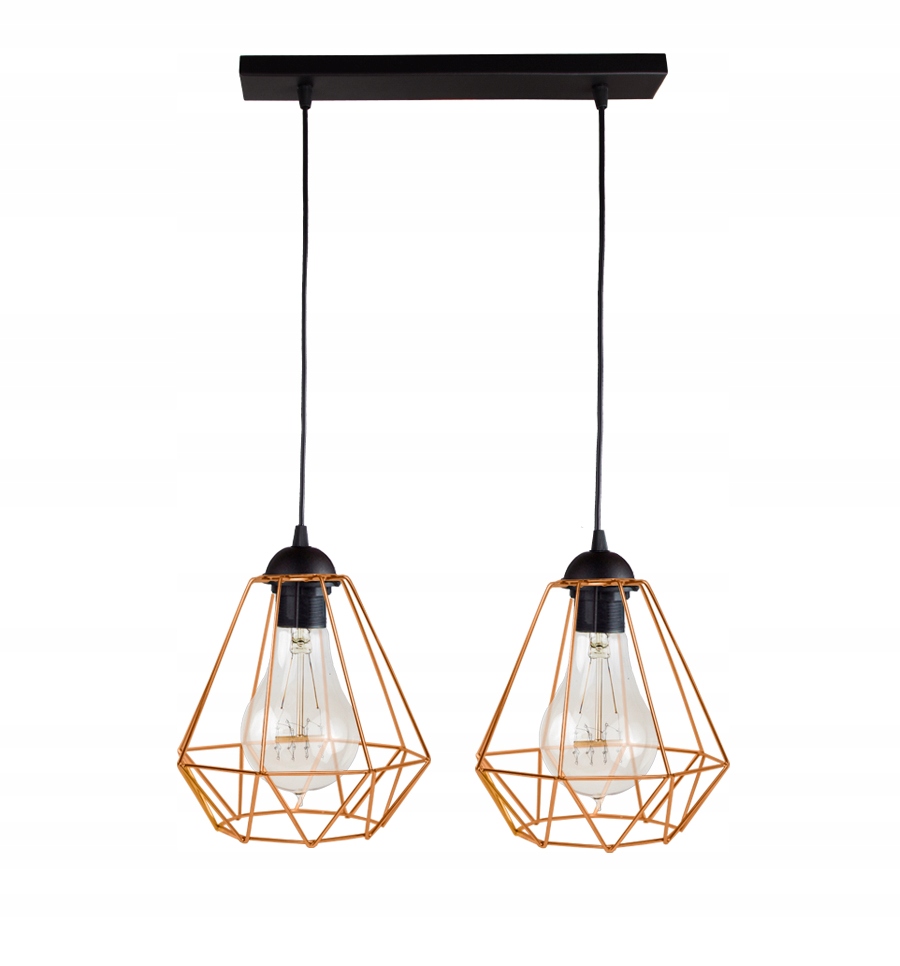 

Sufitowa Lampa Wisząca Diament Loft Edison Miedź