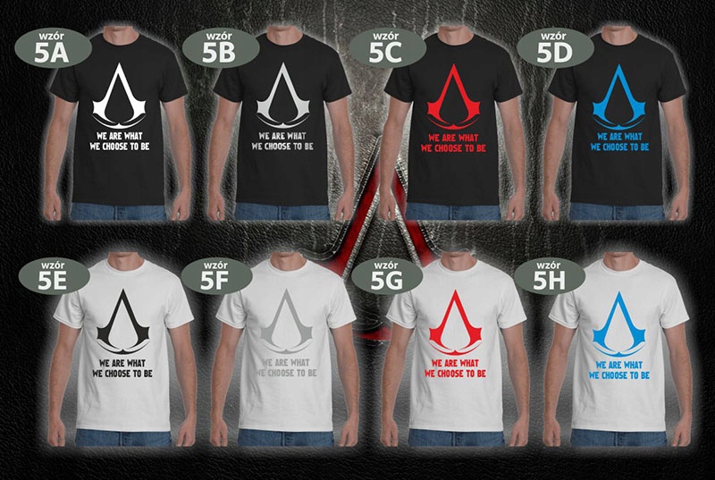 KOSZULKA T-SHIRT ASSASSIN'S CREED ASASYN TEKST L Wzór dominujący inny wzór