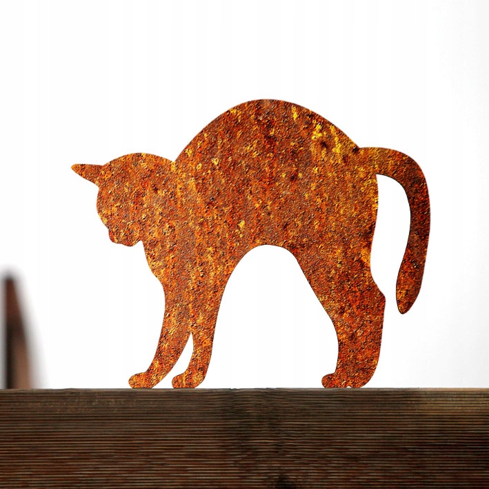 Rdzewiejący Kot na płot Fuslapa ozdoba do ogrodu