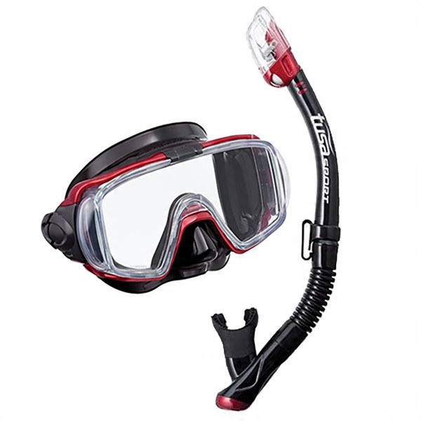 Zestaw maska+fajka TUSA VISIO HyperDry czarno-czerwony