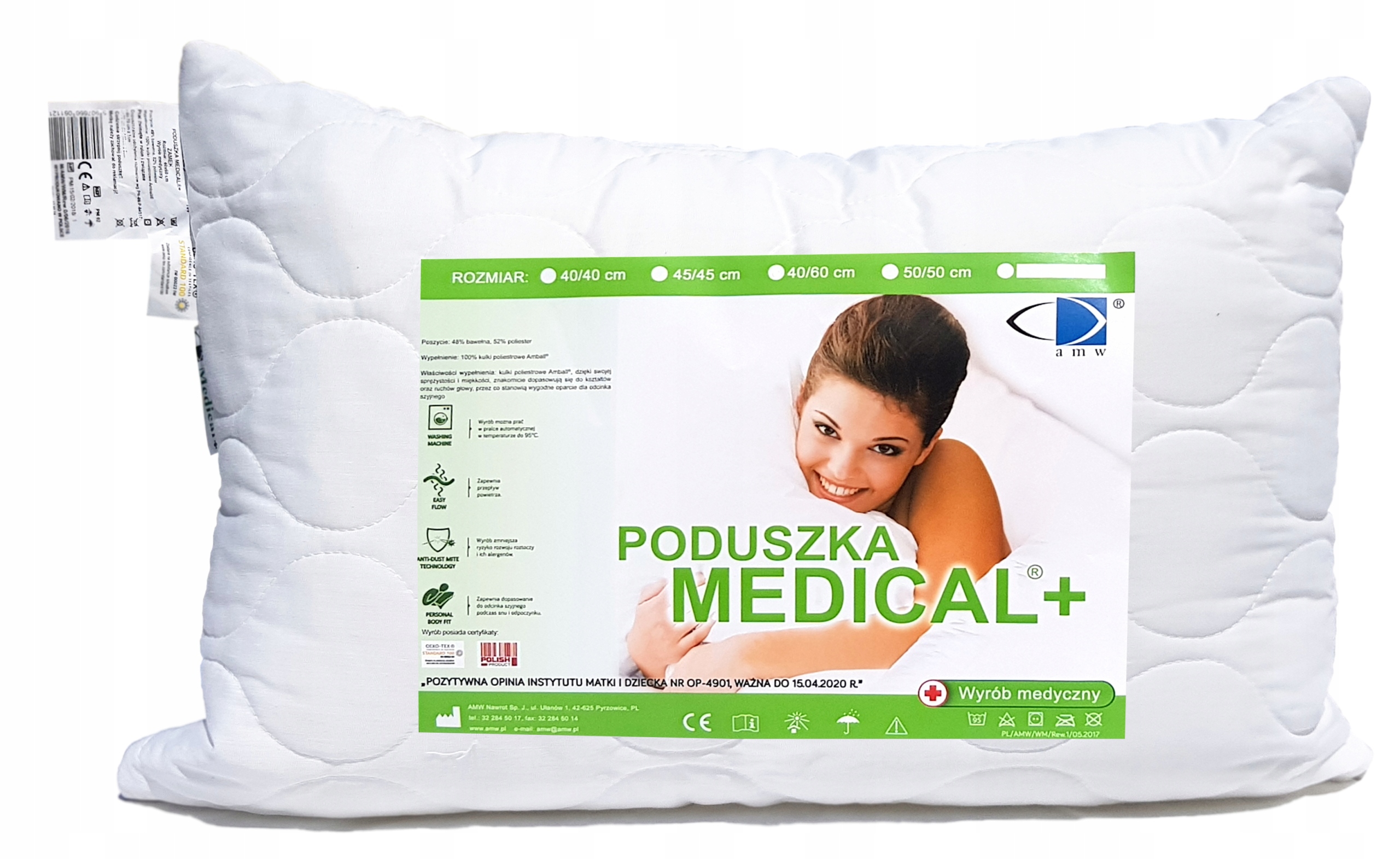 

Gruba Poduszka Medical Zamek 40X70 Antyalergiczna