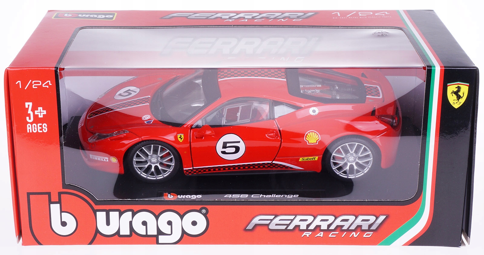 FERRARI 458 CHALLENGE MODEL METALOWY BBURAGO 1:24 7907678829 