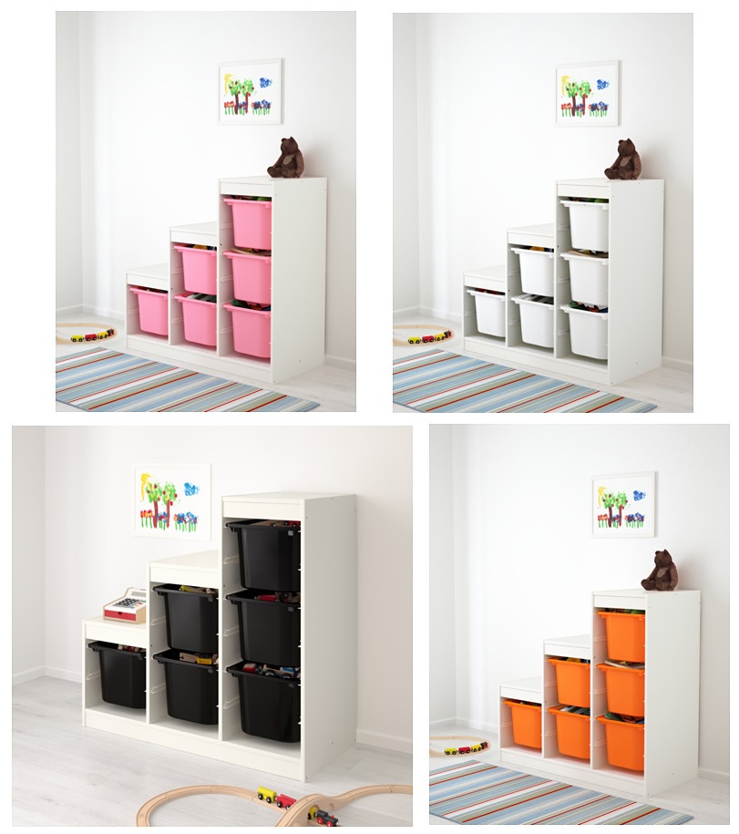 IKEA TROFAST regał BIAŁY + 6 pojemników RÓŻOWY Marka Ikea