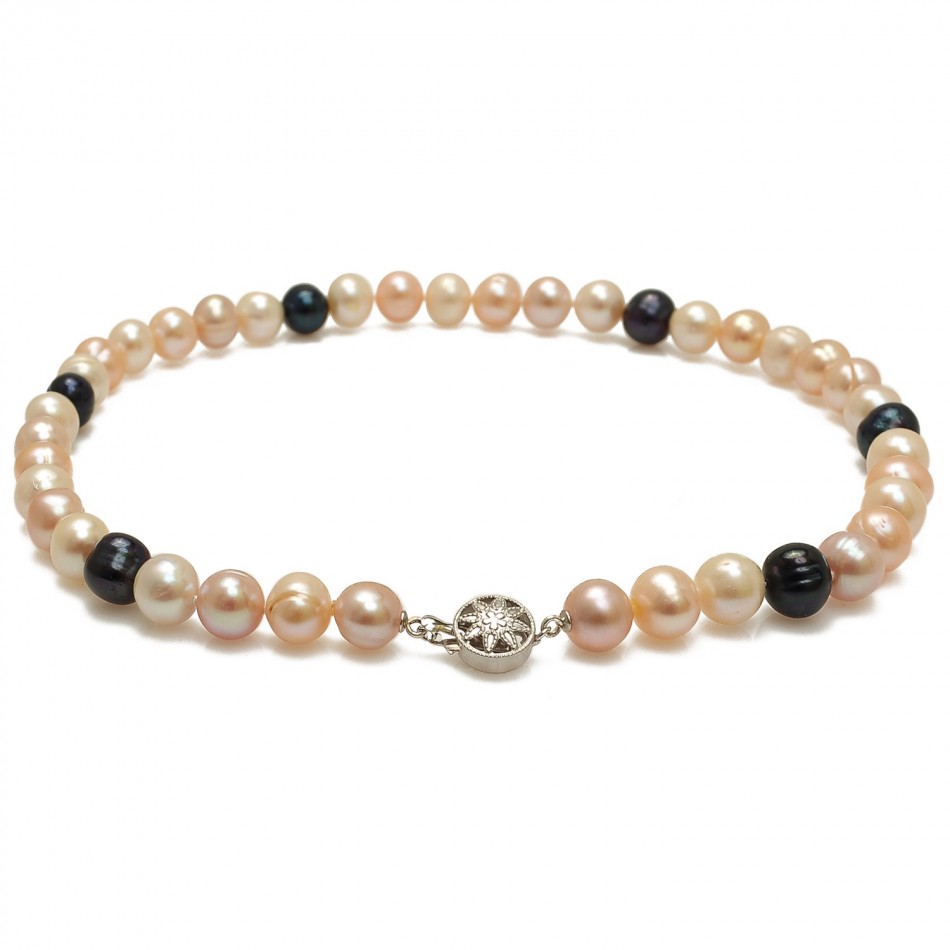 Barevný Stříbrný Náhrdelník Z Pravých Perel