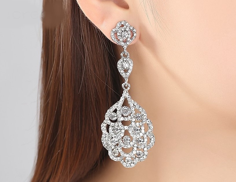 KOMPLET KOLCZYKI+ BRANSOLETKA, SREBRNY Z CYRKONIAM Materiał Posrebrzany