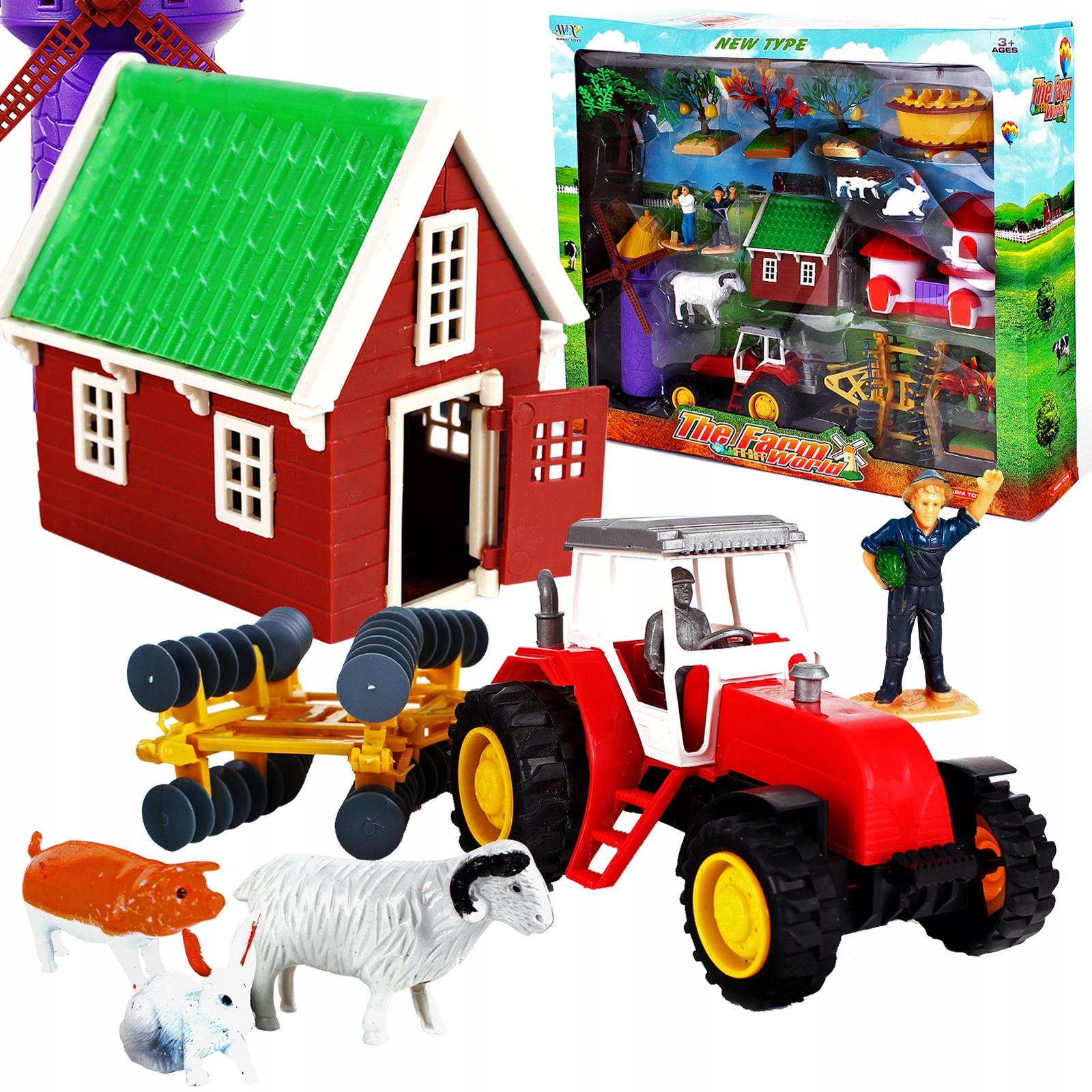 

Zestaw Traktor z Przyczepą Farma Zwierzęta 15 elem