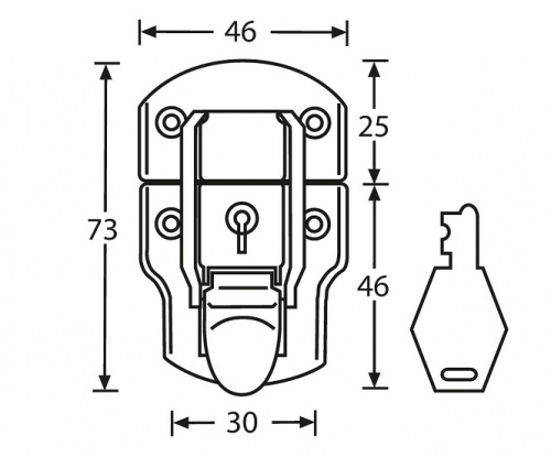 Zamek przykręcany średni chromowany klucz 1909 AH Kod producenta 1909