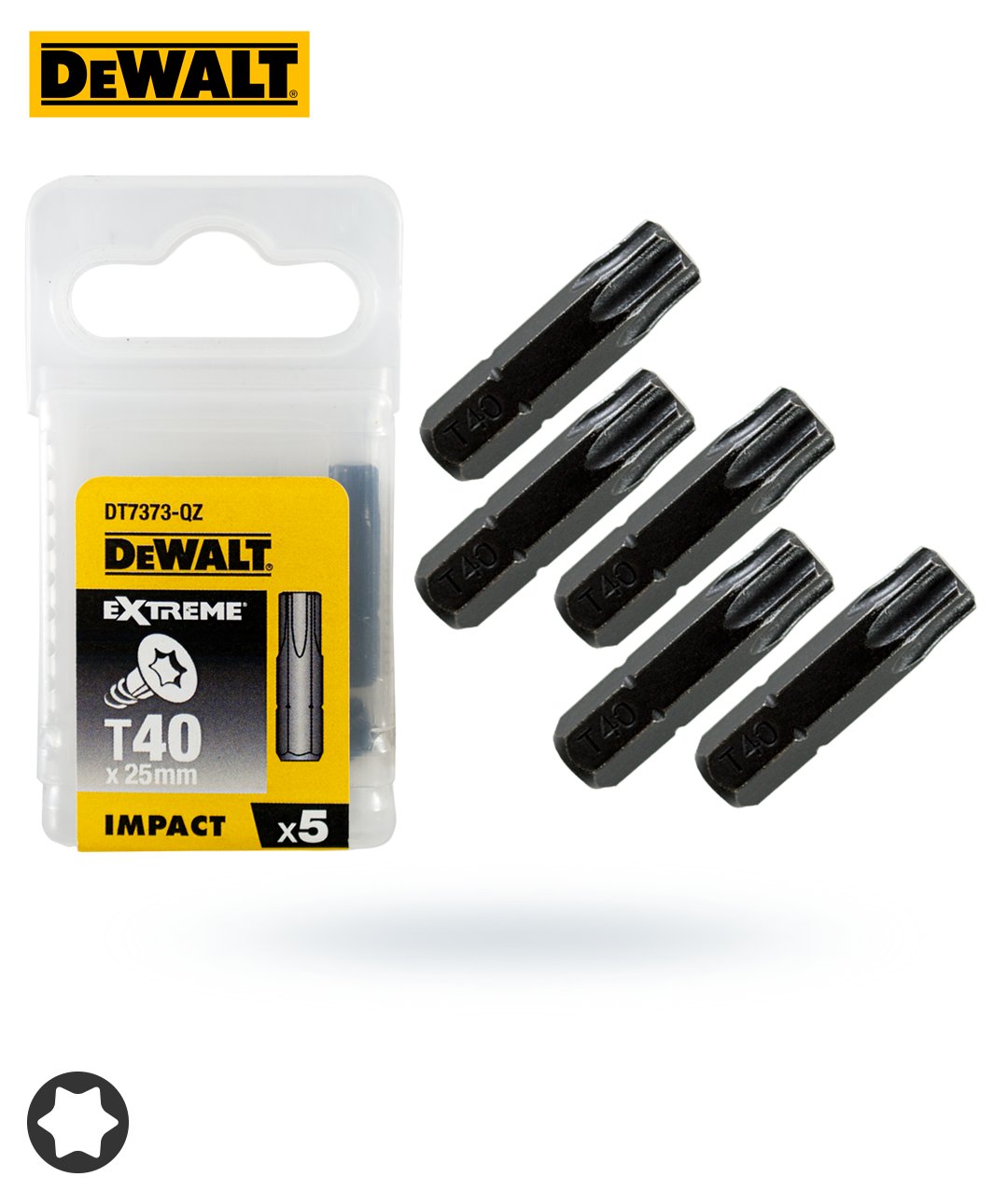 Końcówka bit 1/4" TORX T40 L=25 mm TORSION udarowa DeWalt Długość bitu 25mm