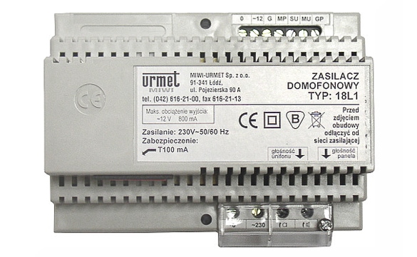 

Zasilacz Domofonowy Urmet 18L1 Din 4+N