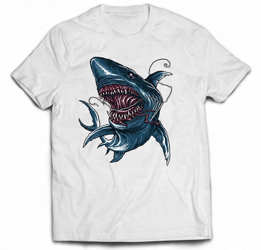 

T-shirt wędka haczyk rekin shark bite ryba L