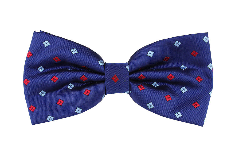 MUCHA MĘSKA MUSZKA - NIEBIESKA W BŁĘKITNO CZERWONE