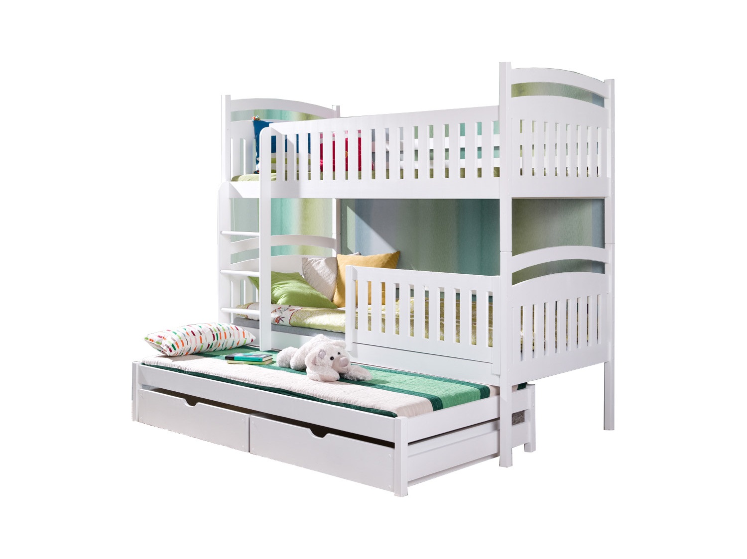 Двухъярусная кровать для 3 человек ЗОСЯ 80x180 + матрасы