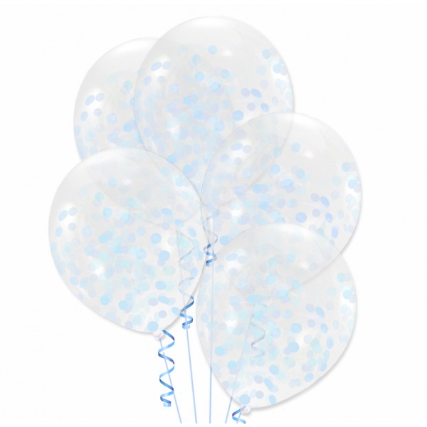 

Balon przezroczysty konfetti niebieskie 5 sztuk