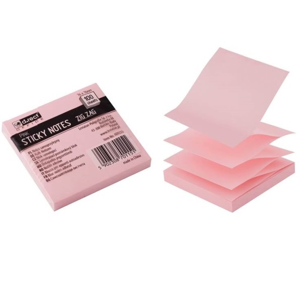 

Notes Samoprzylepny D.rect Zig-zag 75x75mm Różowy