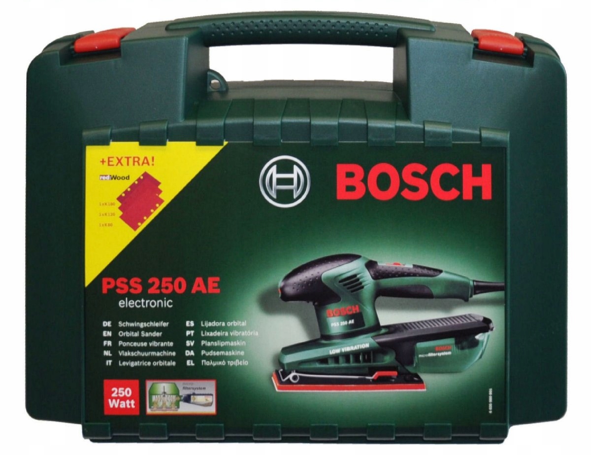 SZLIFIERKA OSCYLACYJNA PSS 250AE BOSCH + 30 PAPIERÓW + WALIZKA Średnica ruchu oscylacyjnego 2 mm