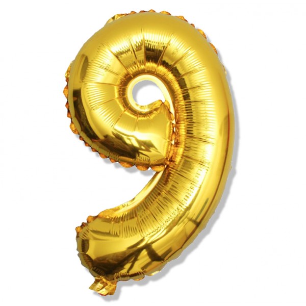 

Balon Foliowy cyfra złota "9" 40 cm