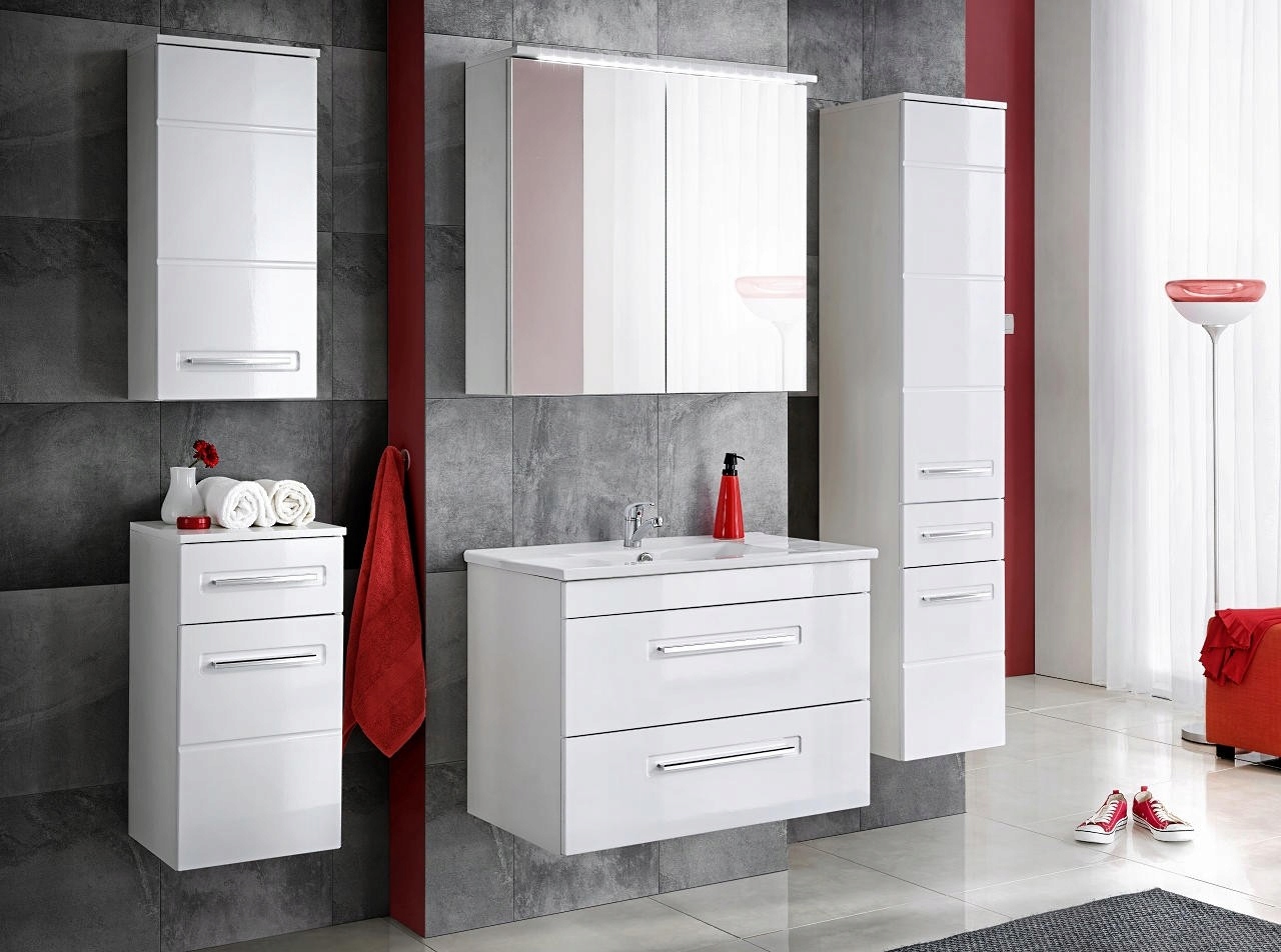 SZAFKA POD UMYWALKĘ ACTIVE 80 CM BIAŁY POŁYSK Kolor frontów biały