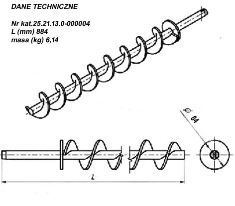 Zębiec ślimak do kotła podajnika 15,20,30kW 228 Marka Zębiec