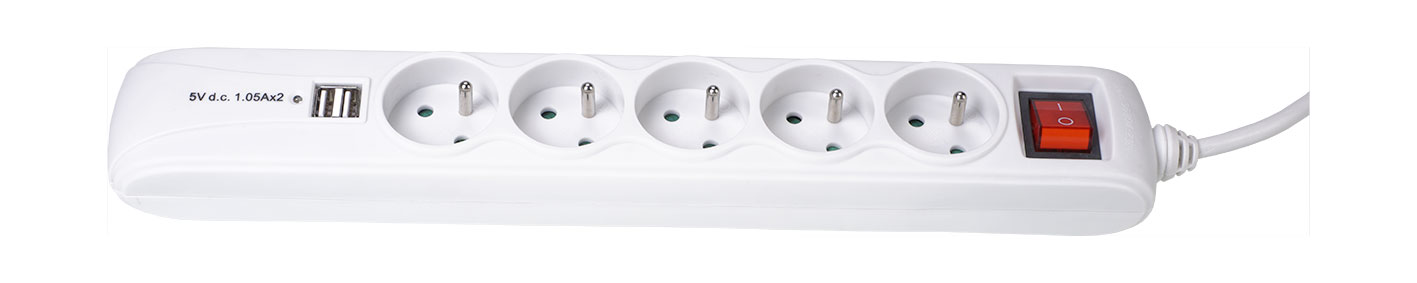 

Przedłużacz 5 gniazd z Usb ładowarka listwa 1,5met