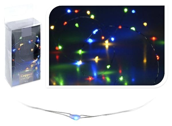 

Lampki kolorowe, drucik 40 Led mikro na baterie K4