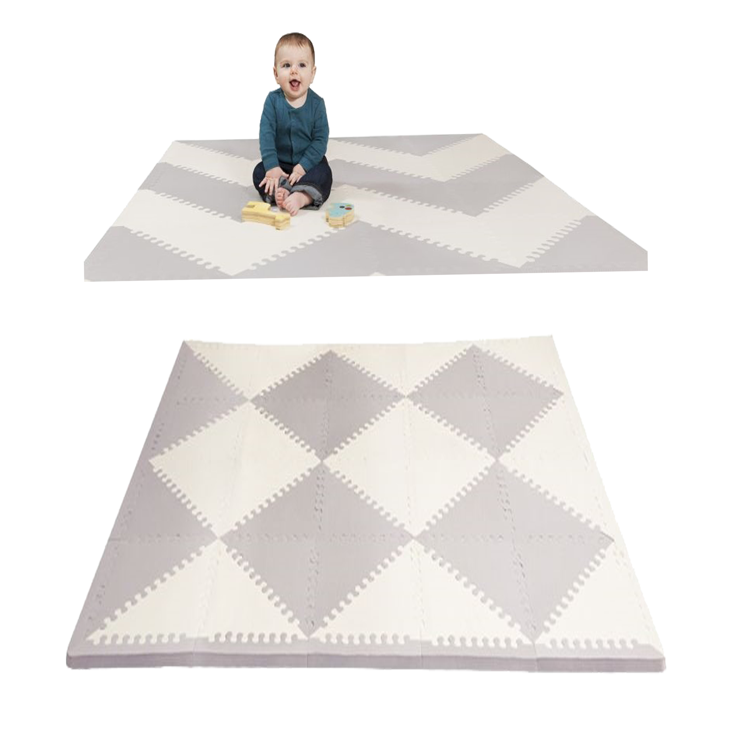 SKIP HOP MATA PIANKOWA PLAYSPOT GREY/CREAM GEO 6946098139 Allegro.pl