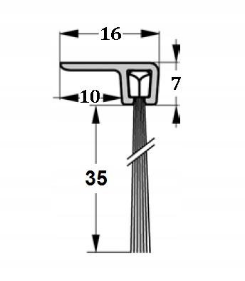 Szczotka drzwiowa, uszczelka do drzwi, kątowa H-35mm długość 100cm Marka Ragen