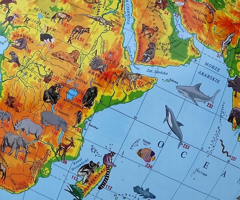 Globus ZOO ZE ZWIERZĘTAMI animals 220 mm APLIKACJA na prezent POLSKI Wysokość produktu 30 cm