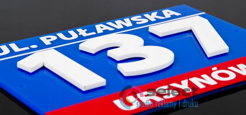 TABLICZKA ADRESOWA NUMER NA DOM 3D WARSZAWA 30x20 Szerokość produktu 30 cm