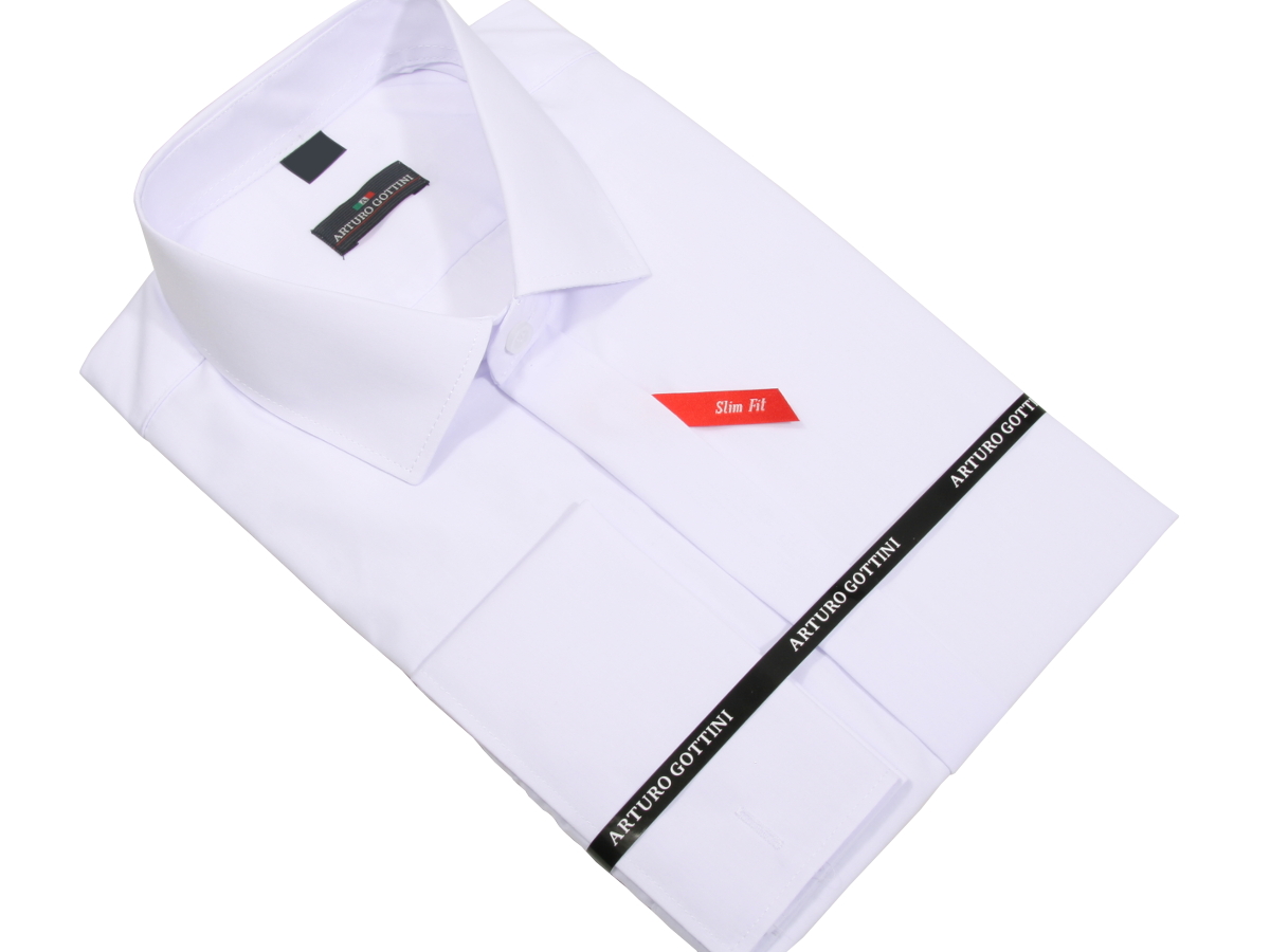 KOSZULA BIAŁA GŁADKA NA SPINKI 39 188-194 SLIM Rozmiar kołnierzyka 39